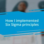 How I implemented Six Sigma principles
